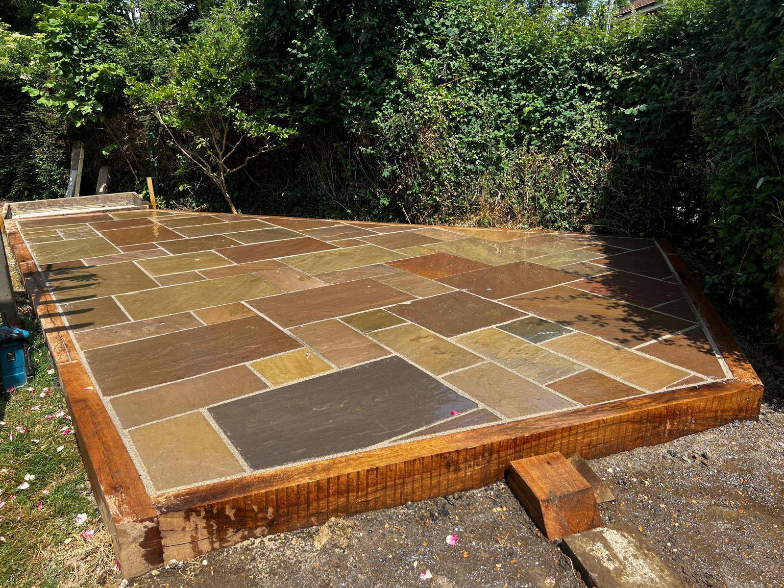 Smooth Cut Sandstone Patio Area - Ashford, Kent